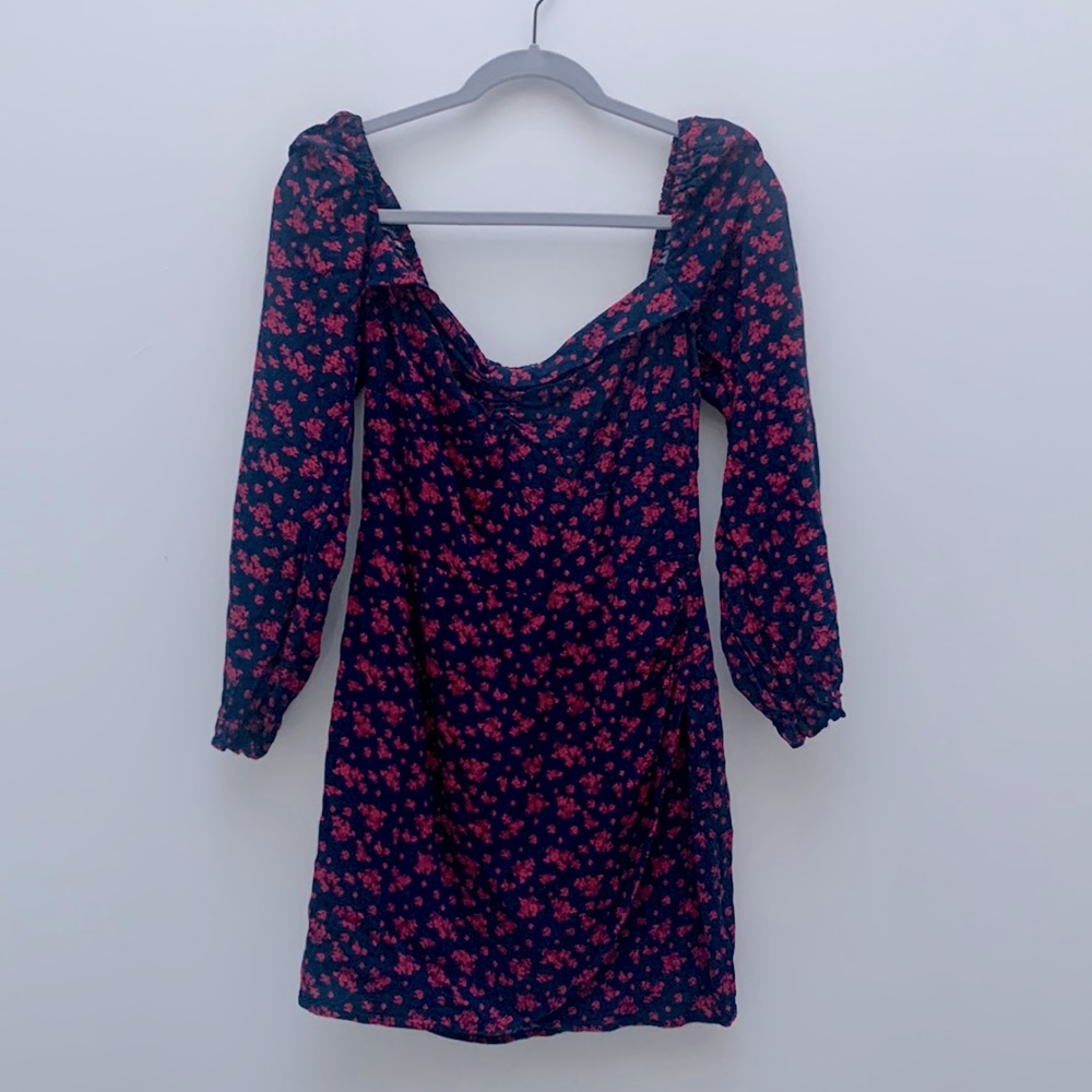 Like new mini cocktail dress - navy and red floral pattern